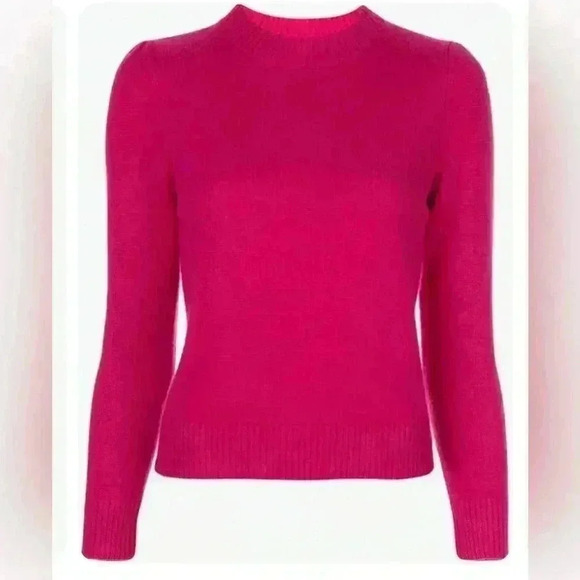 CO hot pink 100% cashmere sweater medium puff long sleeve Valentine’s Day soft - Picture 1 of 11